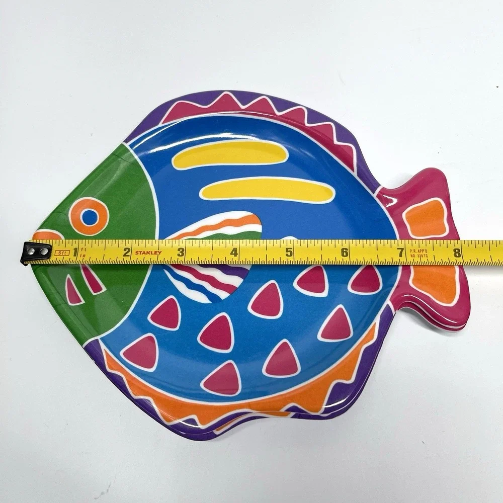 Summer Oasis Melamine Fish Tray And 2 Plates Tropical Beach Fish Design 17